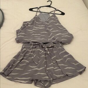 Purple and White Patterned Short Set